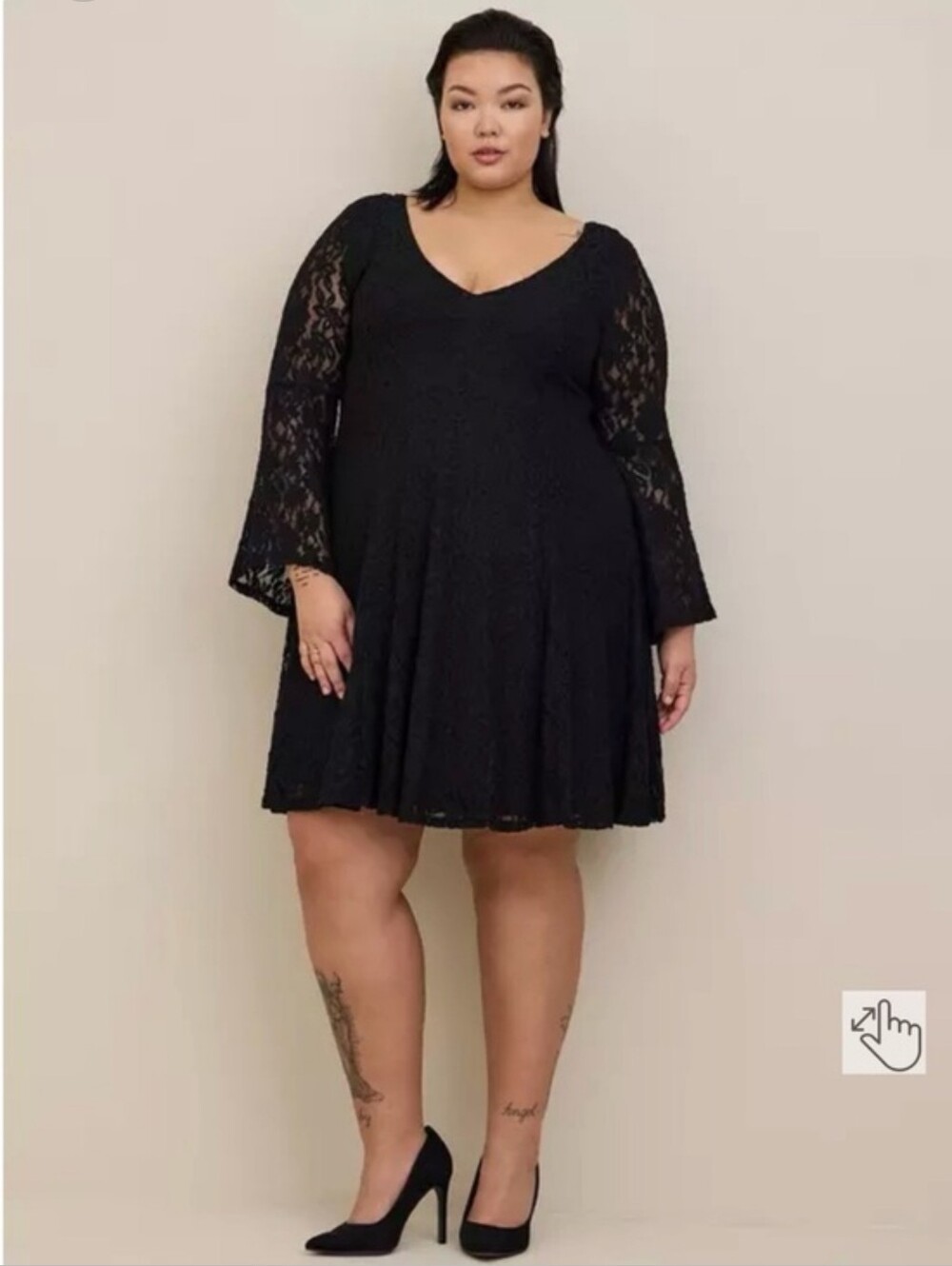 Torrid Black Lace Fit-and-Flare Mini Dress, Size 0x GUC